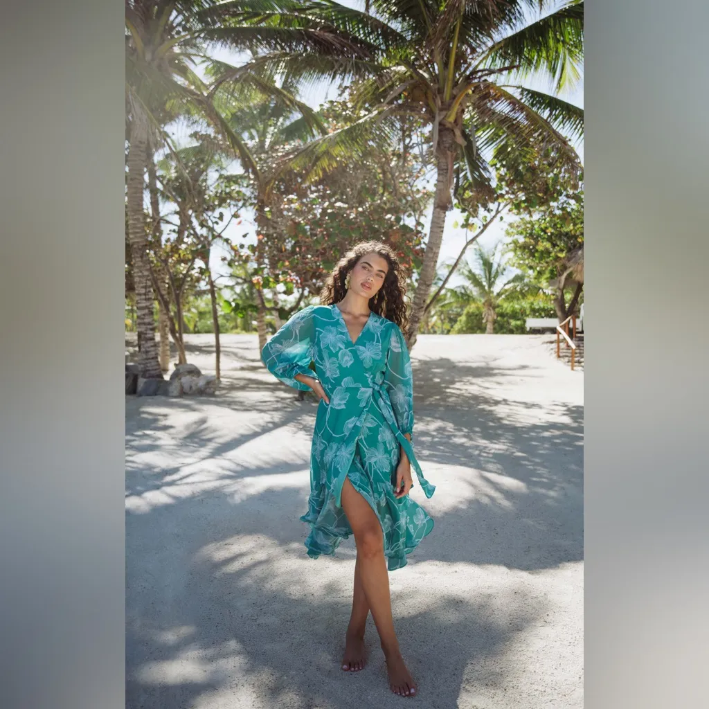 Anthropologie Hutch Robyn‎ dress Teal Vining Buds 1x - Image 5