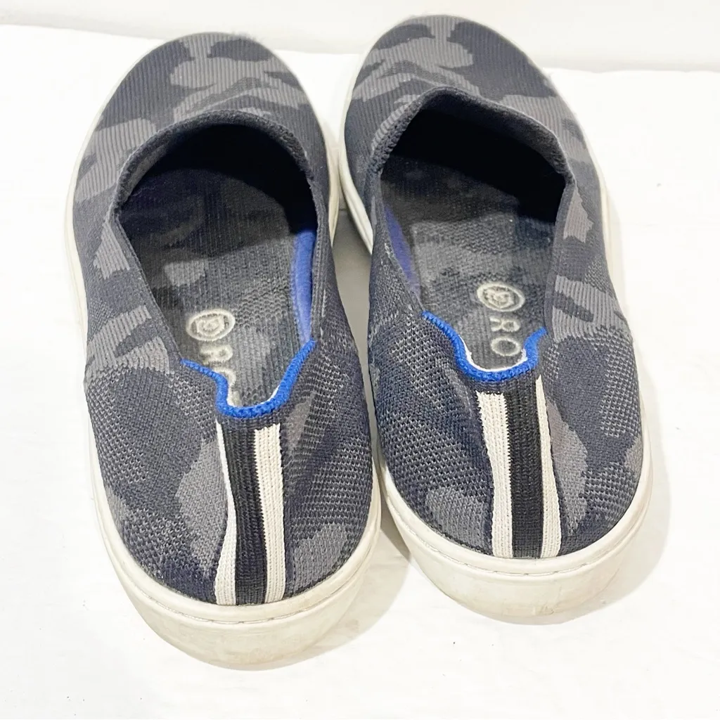 Rothys‎ The Original Slip On Sneaker Womens Size 7.5 Gray Black Camo Knit Shoes - Image 4