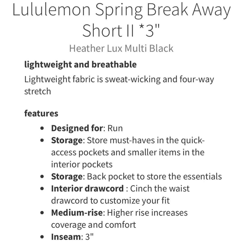 LULULEMON Spring Break Away Short II 3” in Heather Lux Multi Black Size 4 - Image 13