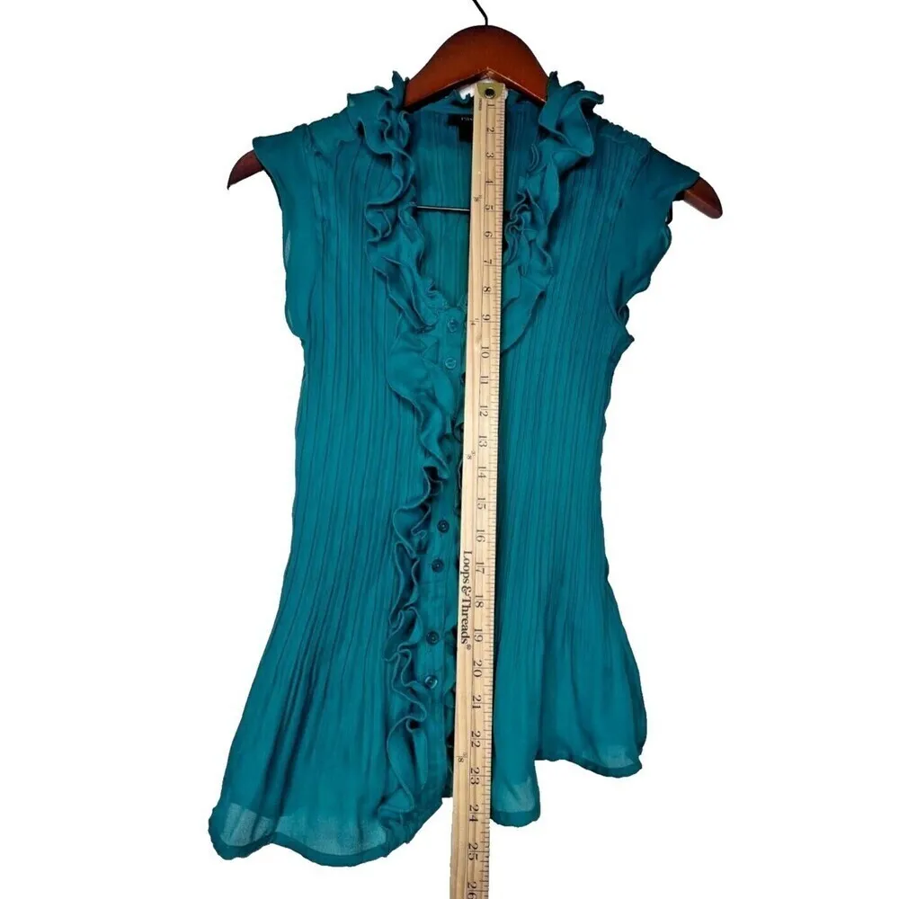 East5th blouse green classics casual women top  blue sleeveless size S - Image 5