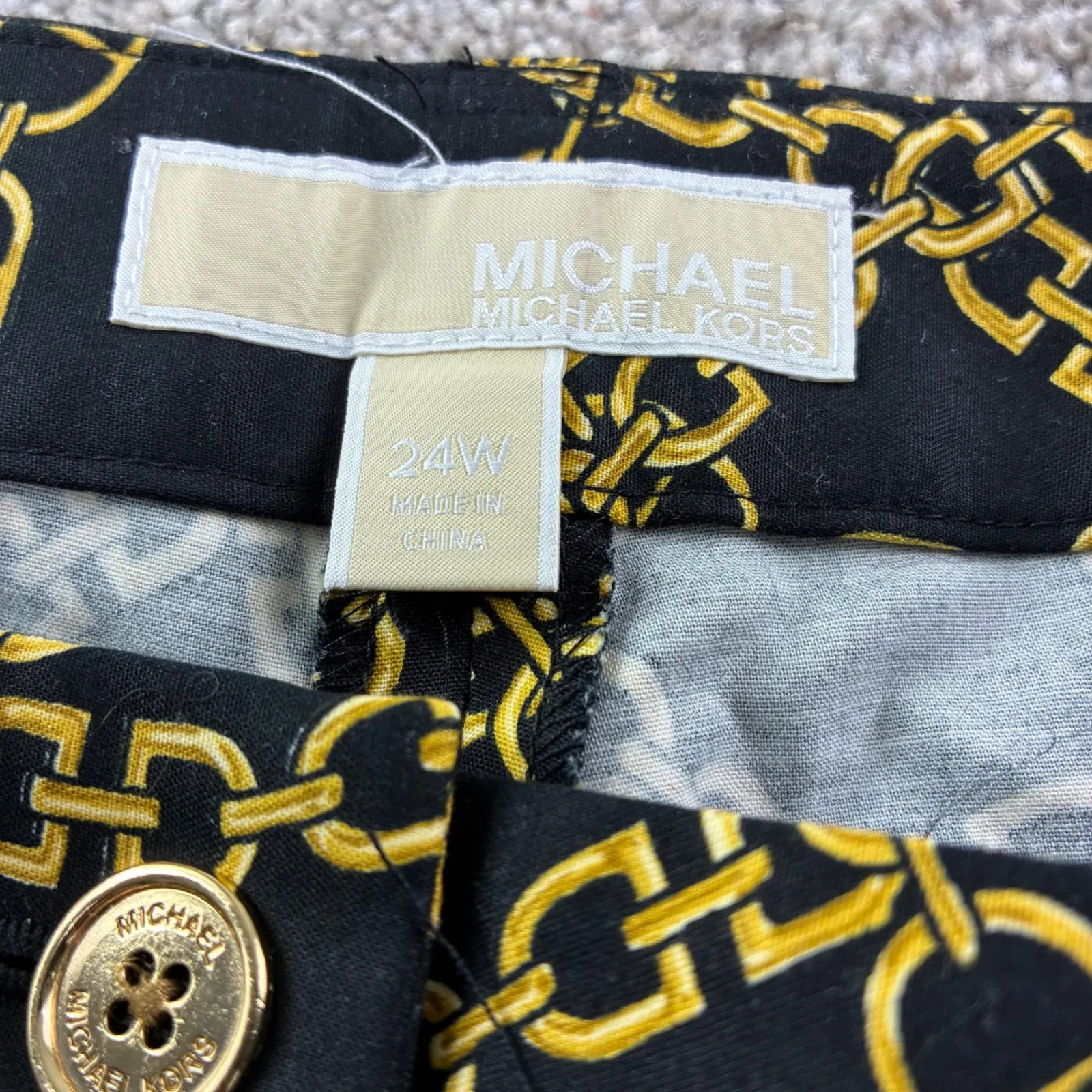 Michael Kors Womens 24W Black Gold Keegan Chain Print Miranda Slack Trouser Chic - Image 3