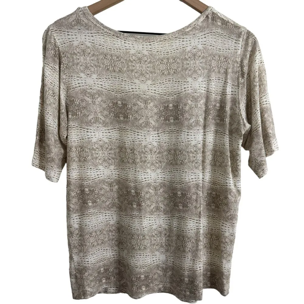 Kate Quinn Women’s Relaxed Lounge Henley Tee Neutral Croc Bamboo Size XS Gray - Image 4