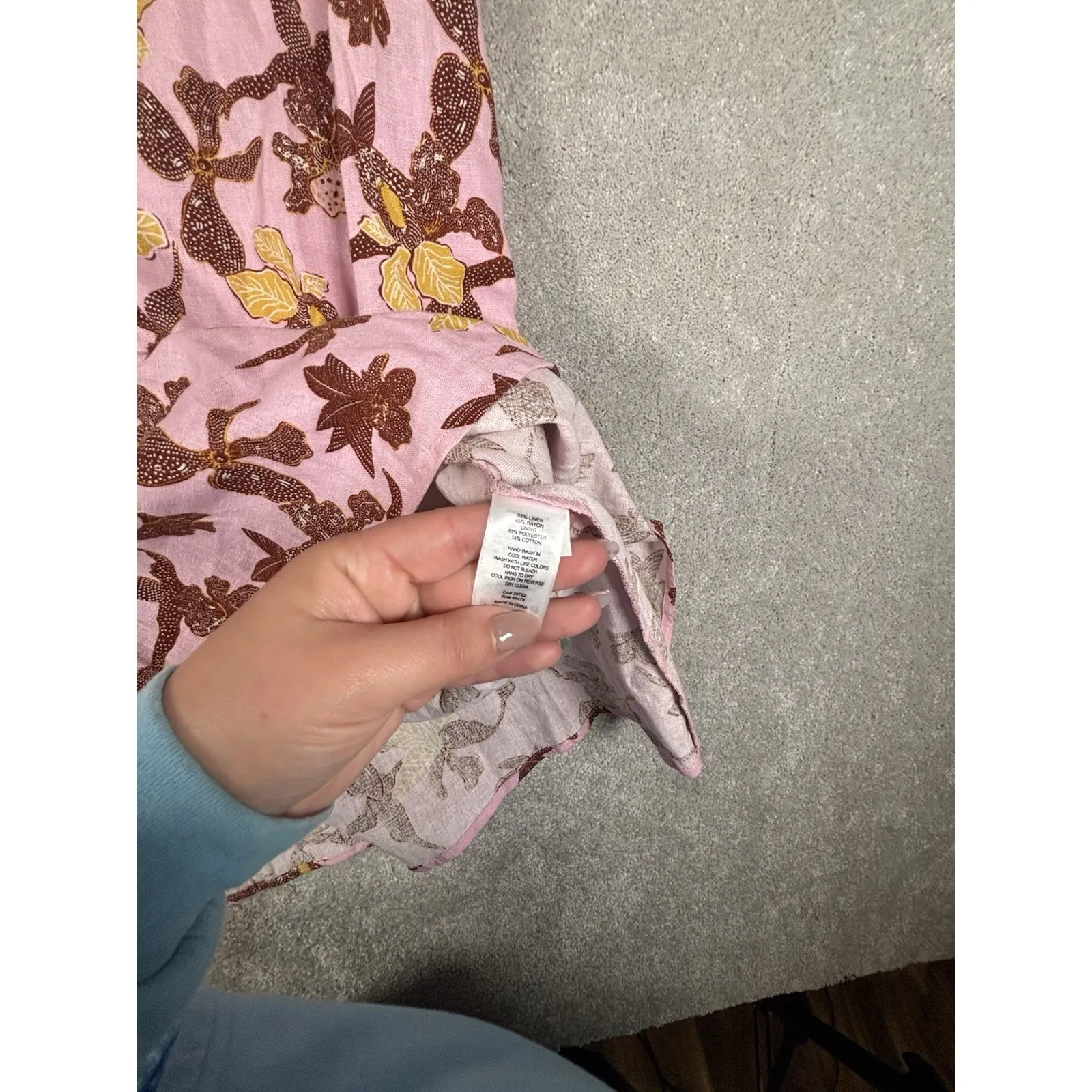 House of Harlow 1960‎ Linen Blend Pink Tropical Print Midi Dress Size L Size L - Image 10