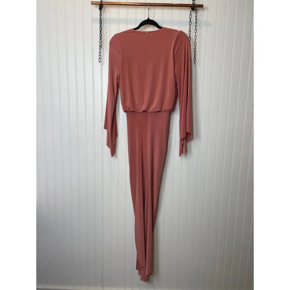 NWT MISA Los Angeles Teget Knot Front Midi Dress Pink Twisted Cocktail Size XS - Image 3