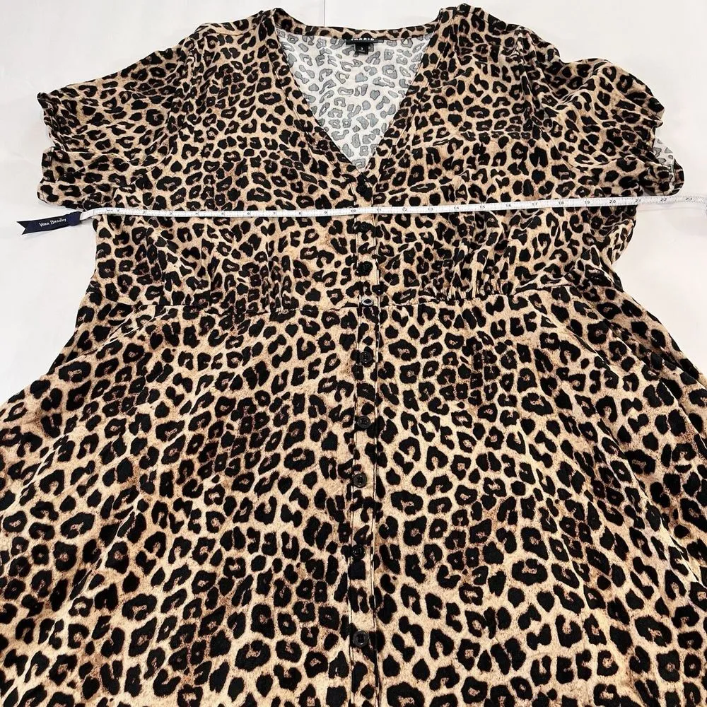Torrid Leopard Animal Print Challis‎ Short Sleeve Shirt Dress Size 3X Pockets - Image 9