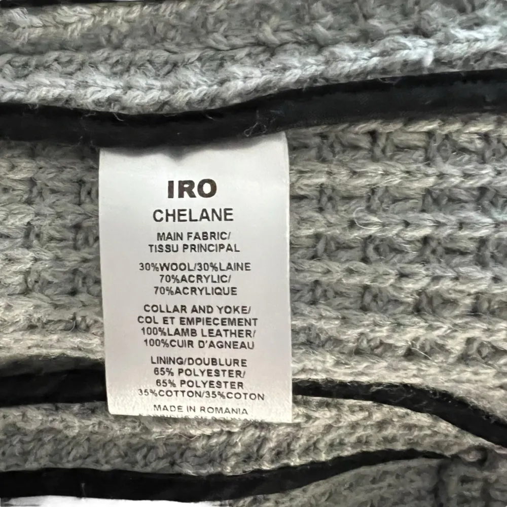 IRO - Chelane Leather-Trimmed Waffle Knit Jacket Sz 40/8 - Image 9