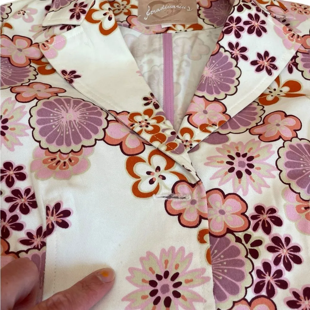 Stradivarius Floral Front Button Double Breasted Blazer Jacket Womens Medium - Image 7