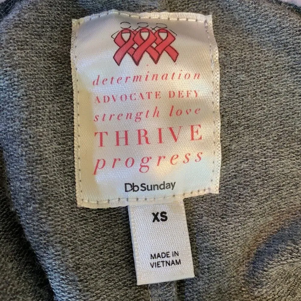 DB Sunday Breast Cancer Awareness Poncho Hoodie XS Gray - Image 7