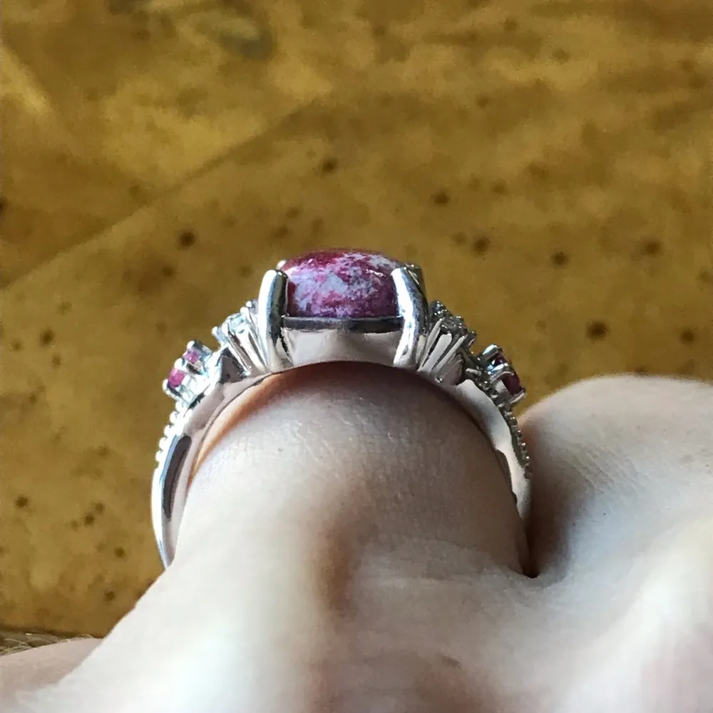 Norwegian Thulite Ruby Sterling Silver Ring Pink - Image 2