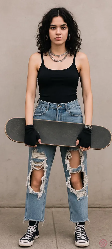 Nature Denim Blue Distressed High Rise Mom Jeans 24 - Image 1