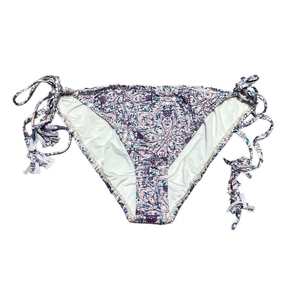 Eberjey Marimar Gisele Swimwear String Bikini Bottoms Cream Red Floral Large NWT - Image 2