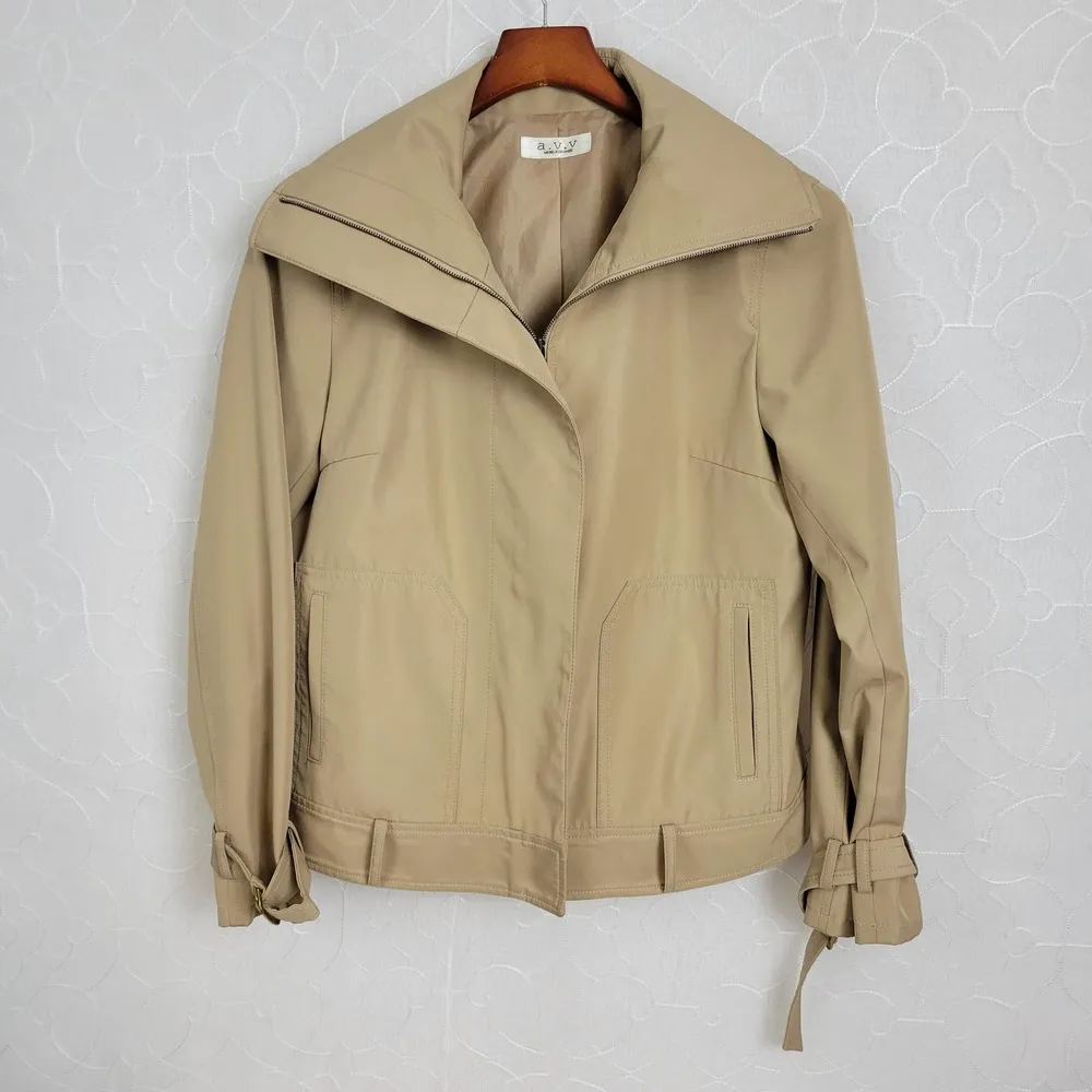 a.v.v. Michel Klein Womens Jacket Size 42 Paris Brown Collared Full Zip Pockets - Image 78