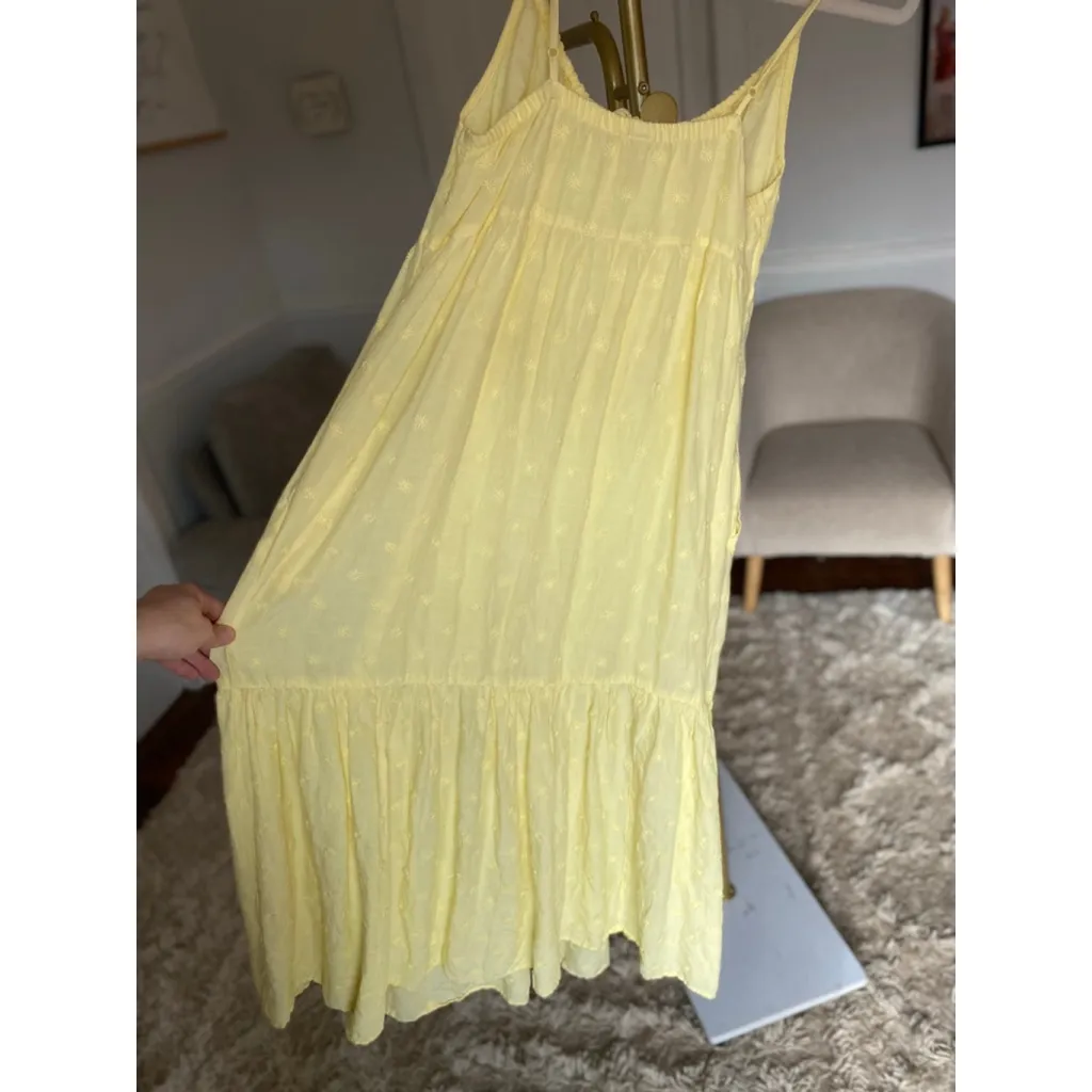 Old Navy Maxi Dress Cottagecore Coquette XS Yellow Embroidered Spaghetti Butter - Image 7