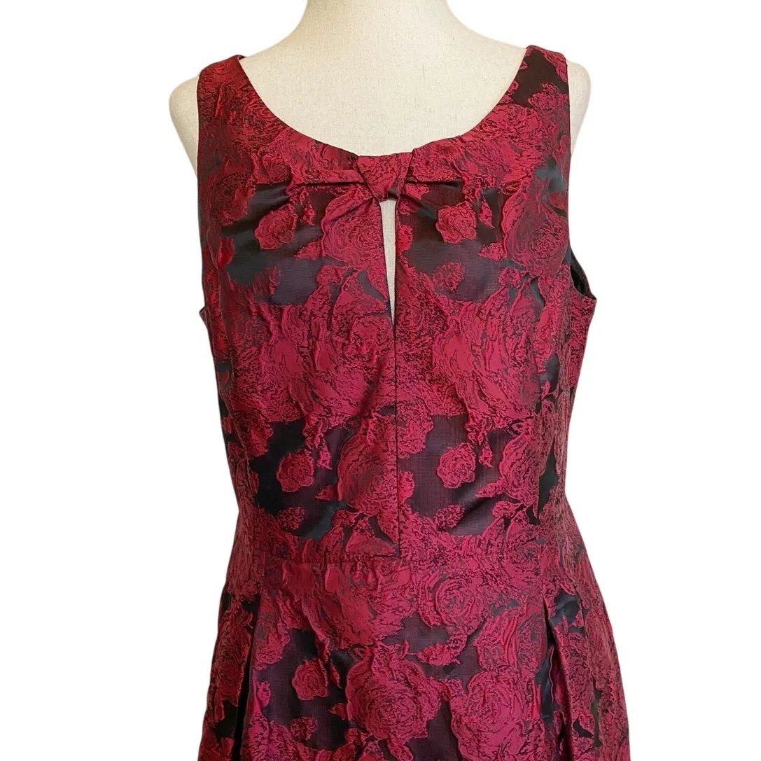 Tommy Hilfiger Holiday Wmns Bouquet Jacquard Dress Knot Neck Red Floral Dress 10 - Image 9