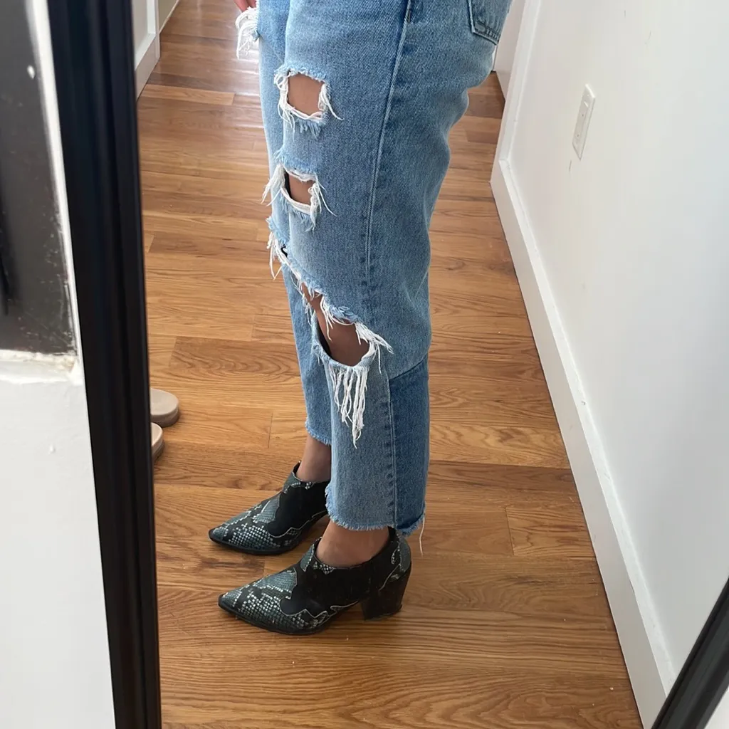 Black and Blue Urban Outfitters Jameson Western Style Snakeskin boots Si… - Image 11