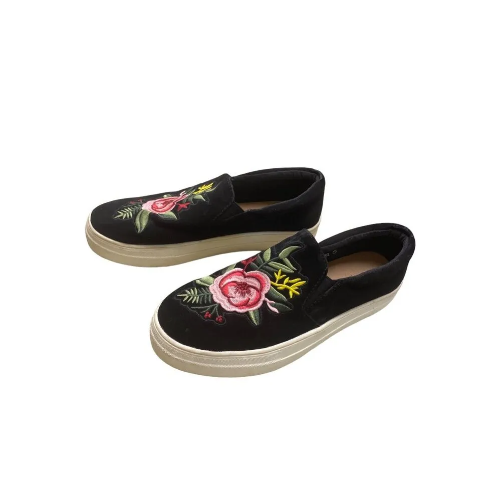 Brash black embroided floral shoe sneakers size 7.5 SKU 1090 - Image 2