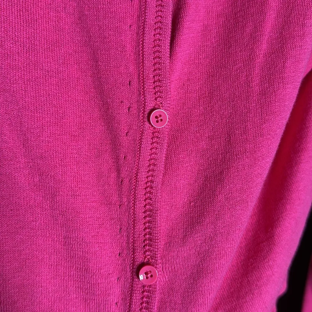 NWT CAbi Pink Swanky Sweater Ruched Bow Cardigan Cotton Cashmere Blend Sz Medium - Image 7