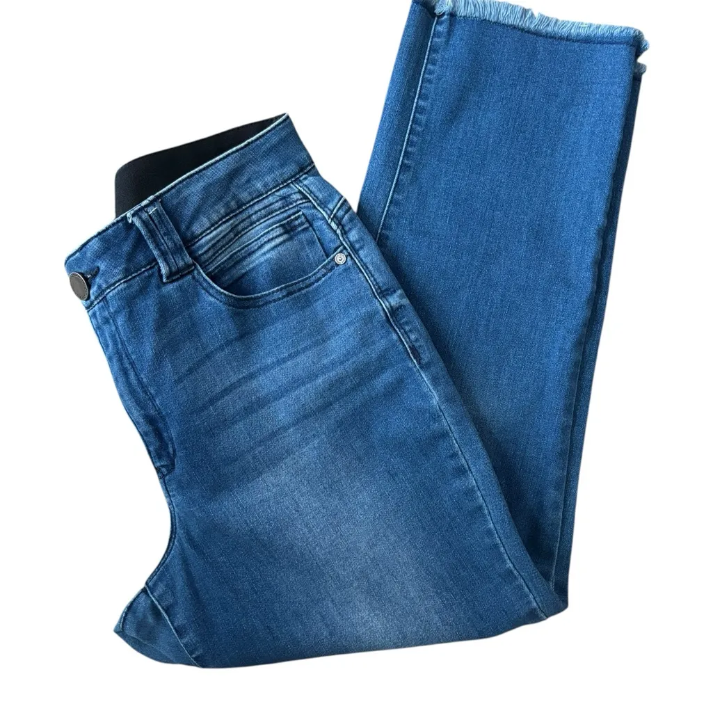 Democracy “Ab” Solution Tech Booty Lift Crop Jean Sz 14 Med Wash Frayed Hem - Image 2