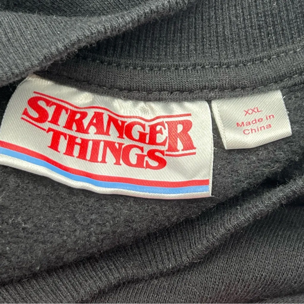 Stranger Things TV Show Black Christmas Themed Sweatshirt with Raw Hem-Size XXL - Image 8