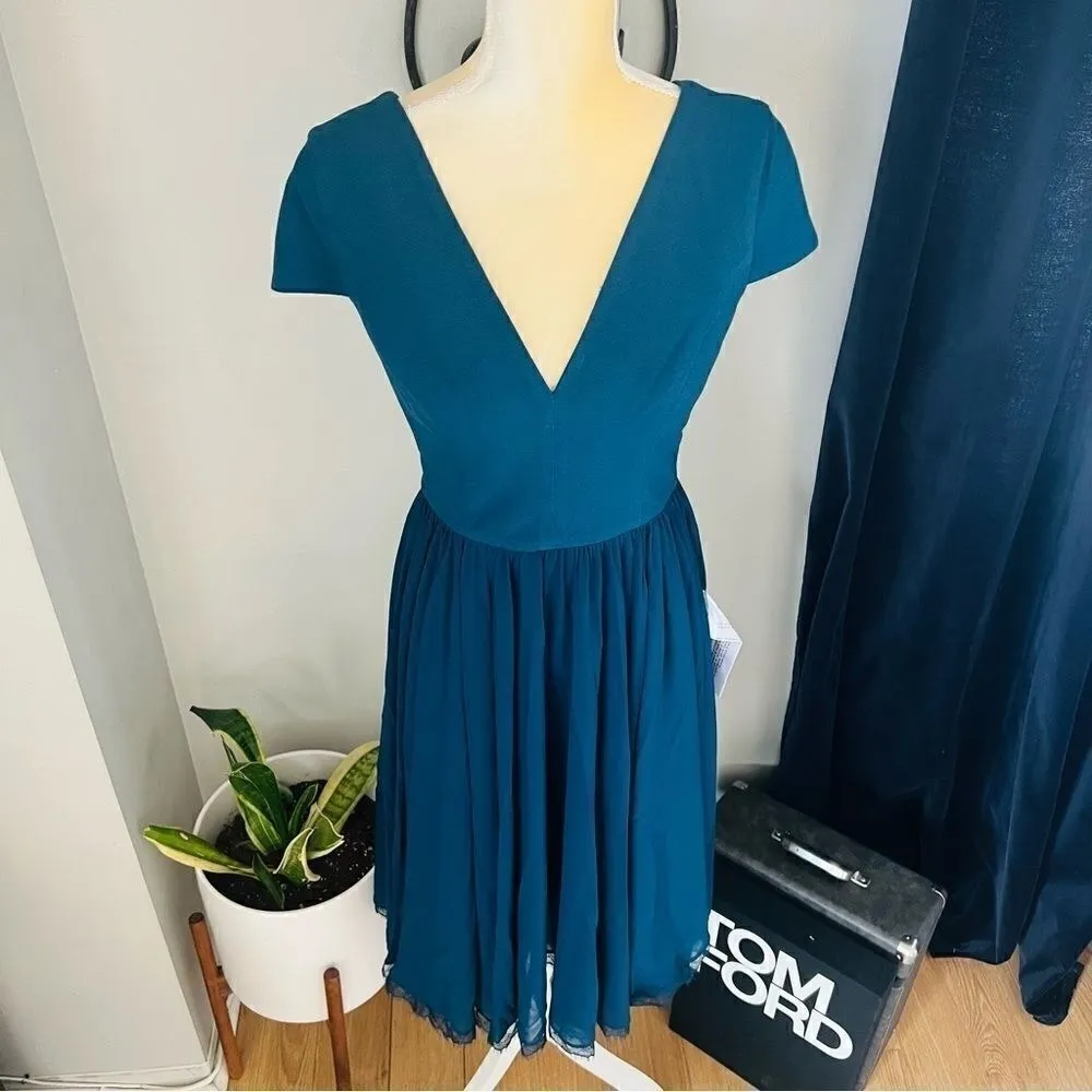 DRESS THE POPULATION Corey‎ Dress, Fit & Flare, Blue/Green Pine, Small 4/6, NWT - Image 11