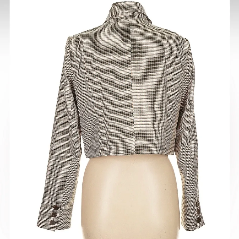 Lulus Convincingly Poised Brown Plaid Double-Breasted Cropped Blazer Size M NWT - Image 5