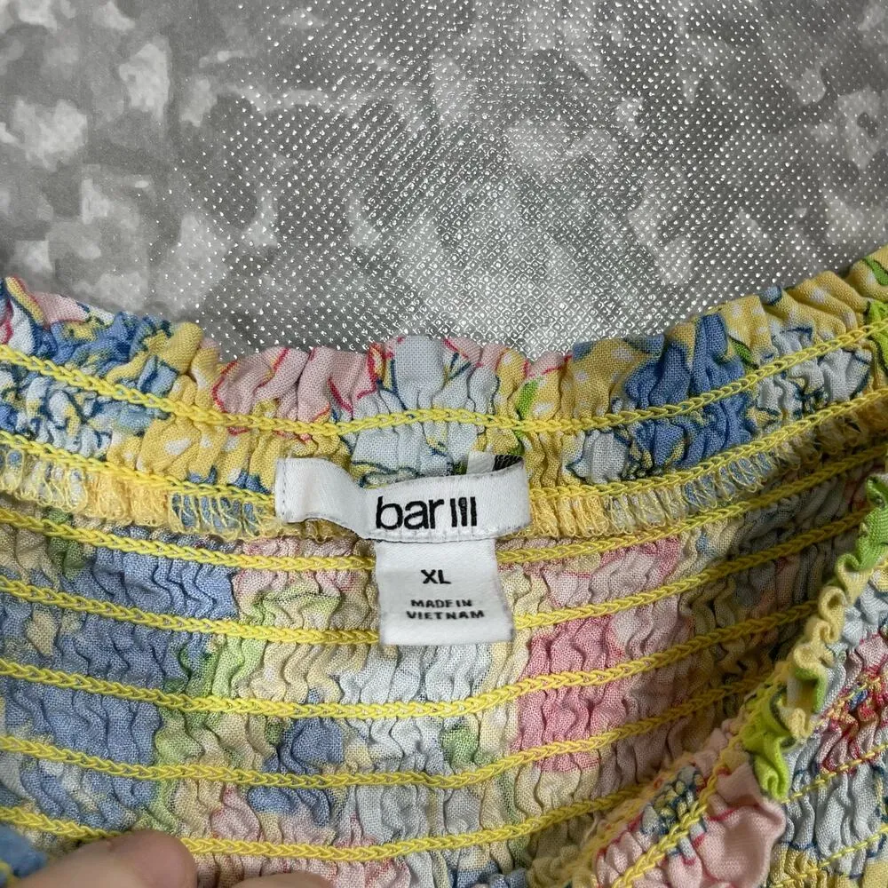 Bar III Women's Floral Coquette Off The Shoulder Crop Top - Size XL - Smocked - Image 6