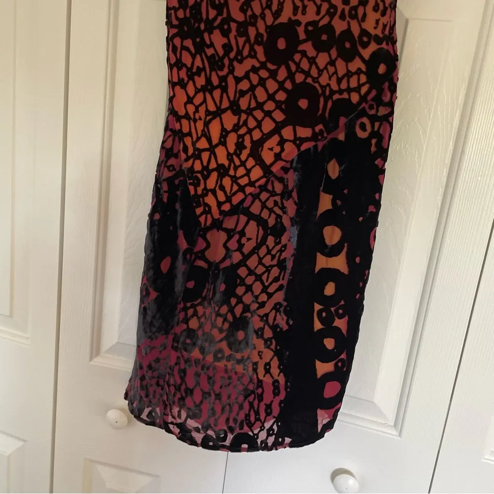 Diane Von Furstenberg Silk Velvet Burnout Mini Wrap Gathered Dress Sz 6 - Image 6