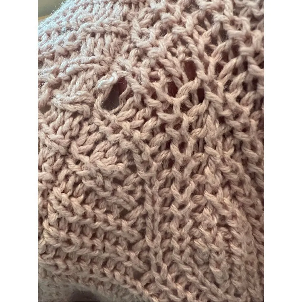 Universal Thread Pink Crochet Loose Knit Open Front Cardigan XS - Image 8