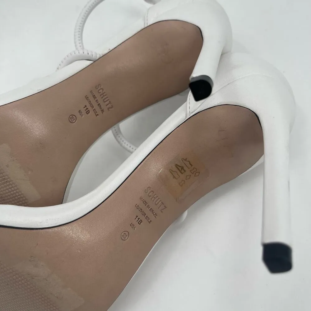 SCHUTZ Gaiah Heels Size 11 White Strappy High Heel Bungee Cord Stretch Stiletto - Image 9