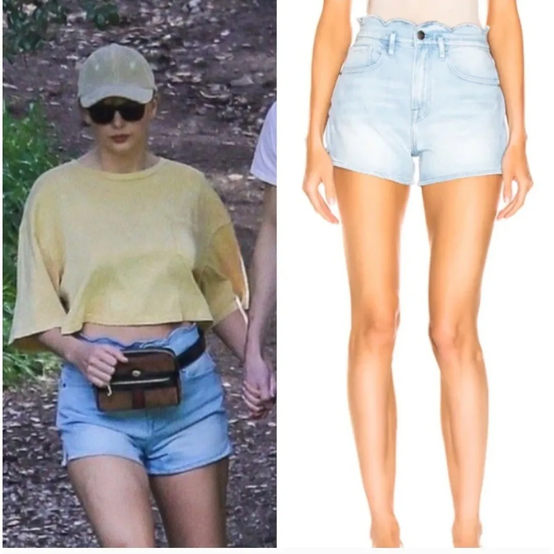 Frame Wright Jean‎ Shorts Womens Size 25 Scalloped Waist Light Wash - Image 2