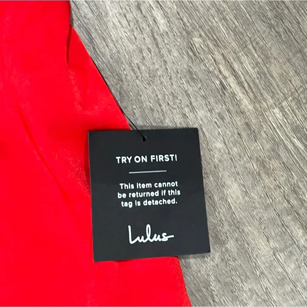 FINAL PRICE NWT Lulus Living for the Present Red Satin Strapless Romper - Image 5
