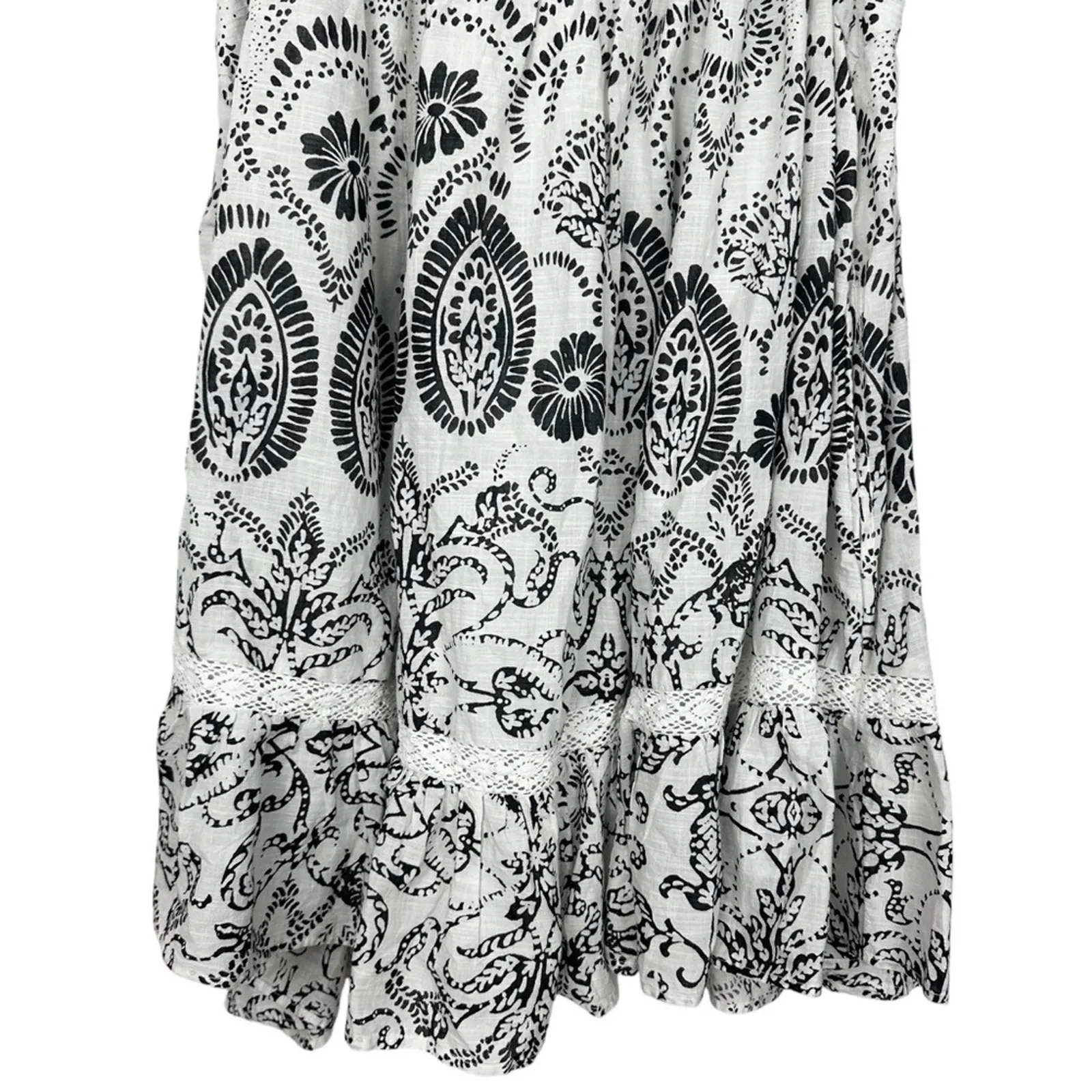 Maeve by Anthropologie Flutter-Sleeve Babydoll White Black Floral Mini Dress S - Image 11
