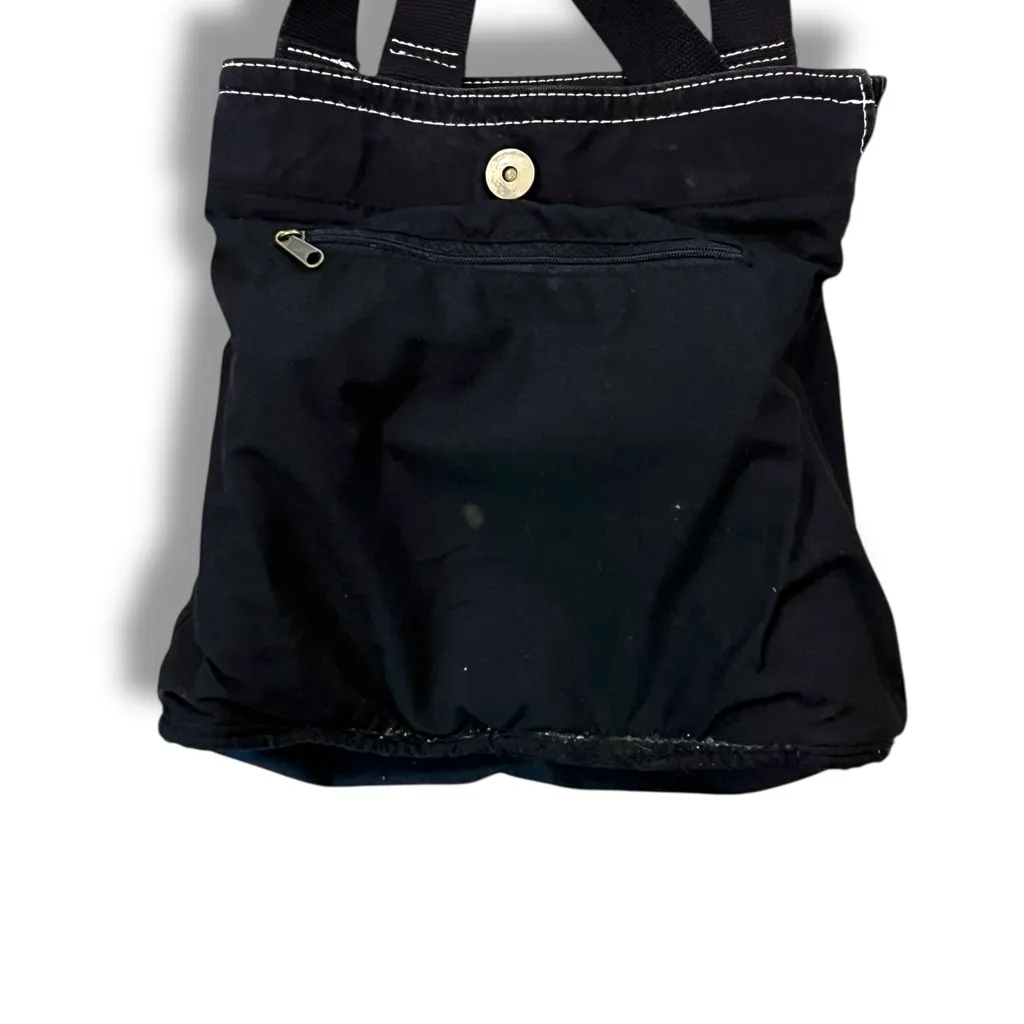 Vintage 90s Y2K Unbranded Medium Canvas Satchel Tote Bag Handbag Popstitch BLACK - Image 5
