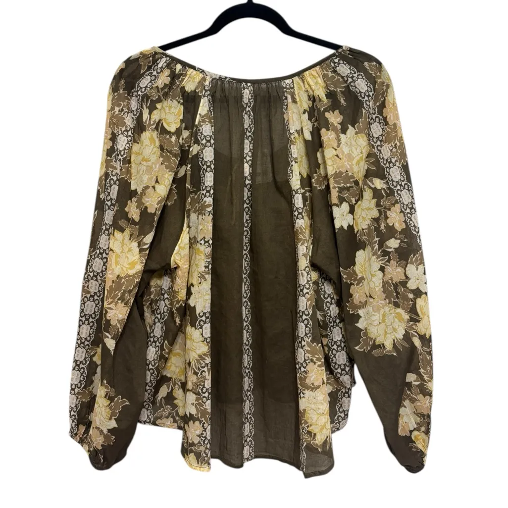 NWT Free People Elena Floral Print 100% Cotton Top in Cocoa Combo - Size S - Image 5