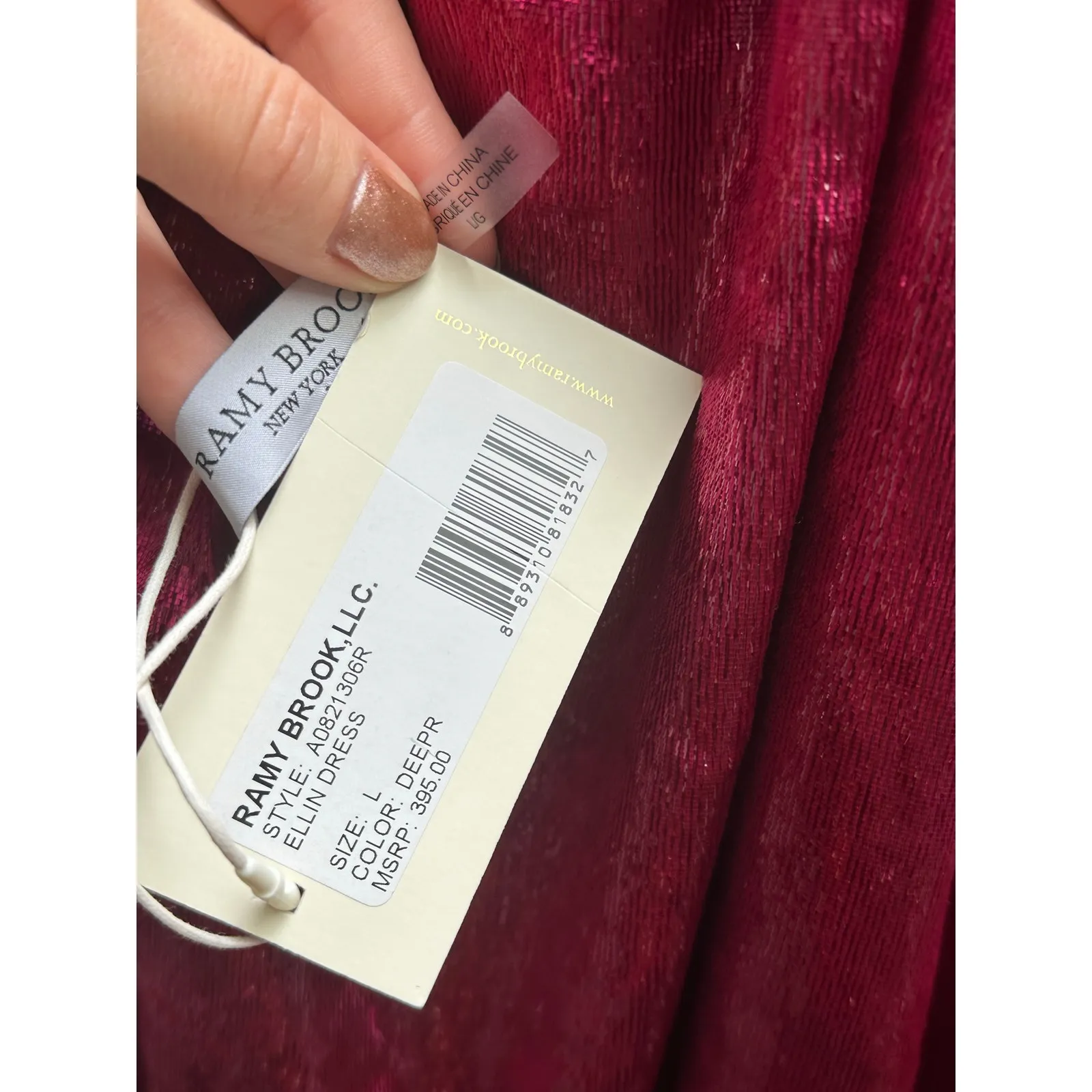 NEW NWT Ramy Brook Ellin Shiny Velour Halter Mini Dress Red Large - Image 6