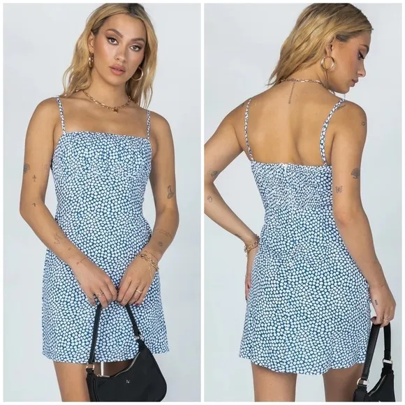 PRINCESS POLLY Tallie Mini Dress Blue Floral - Image 2