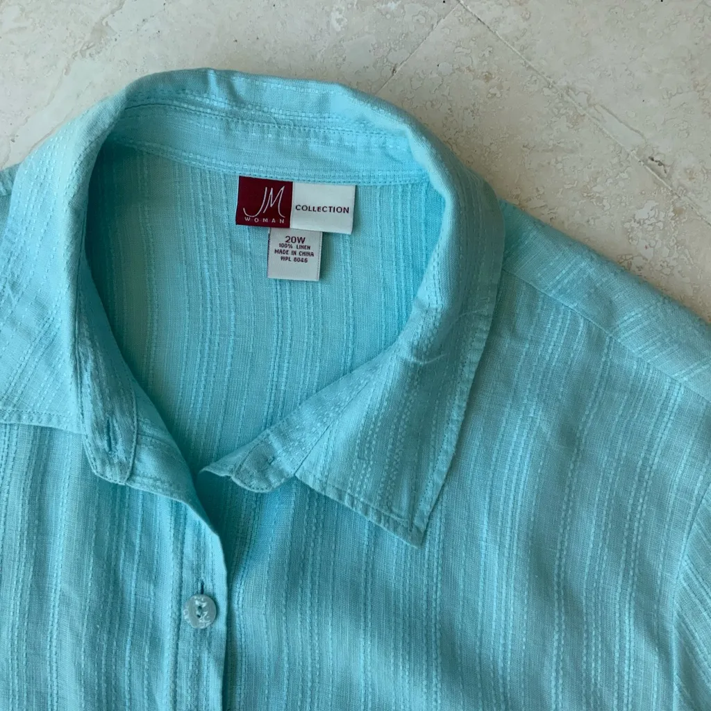 JM Collection Light Blue Button Down Shirt - Image 4