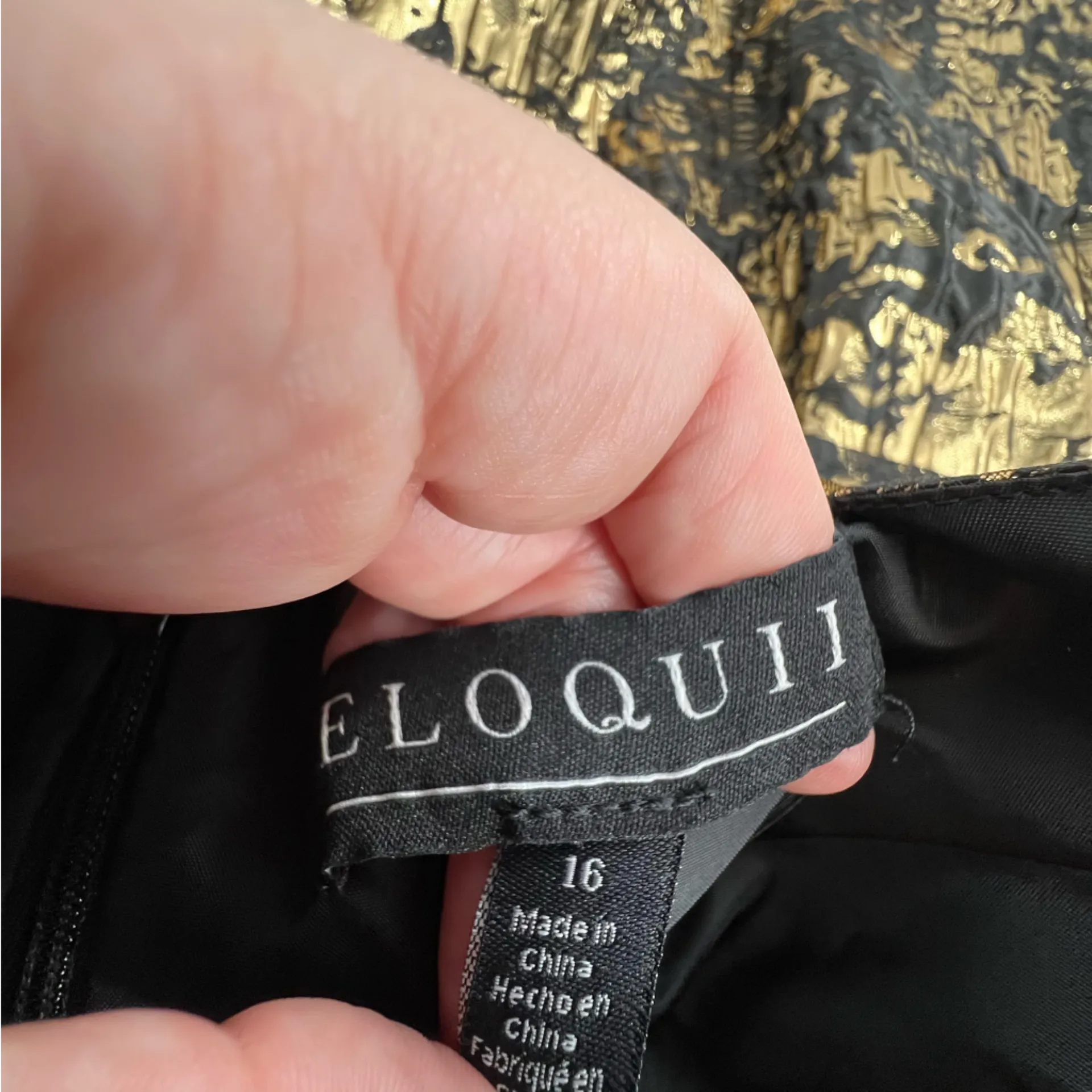 NWT Eloquii brocade metallic belter sweetheart dress black gold sz 16 - Image 4