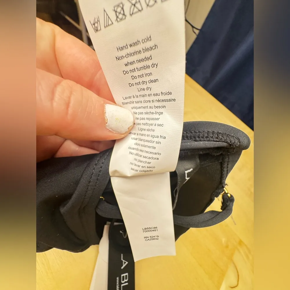 La Blanca Island Goddess Ruffle Bandeau Tankini Top NWT Size 6 Black - Image 10