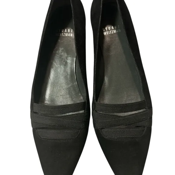 Stuart Weitzman Black Suede Flats with Pointed Toe - Image 2