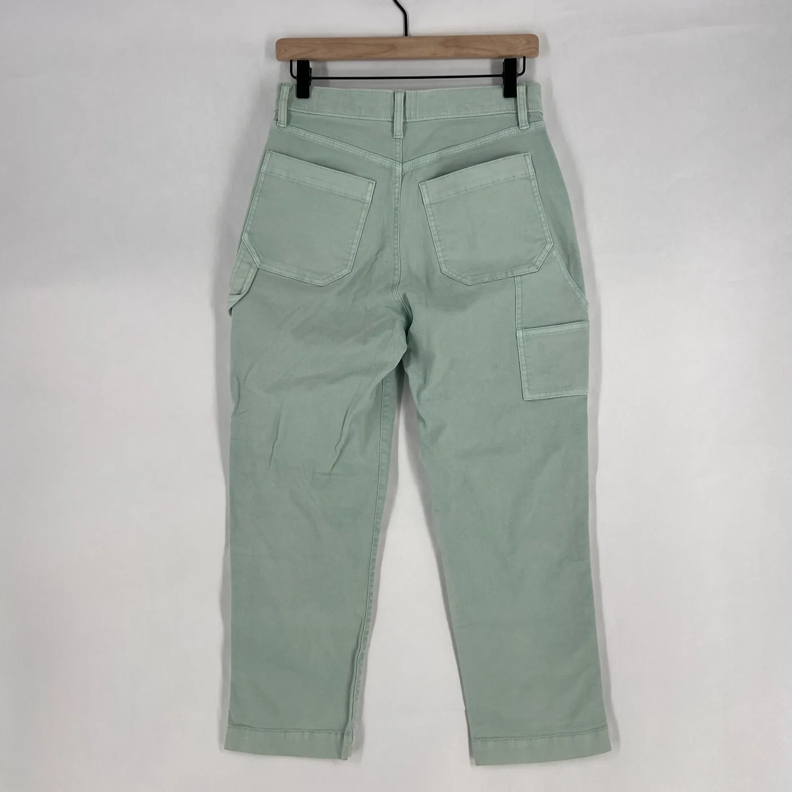 Gap Carpenter Pants Womens 4 Mint Green Stretch High Rise Workwear Tapered Leg - Image 2