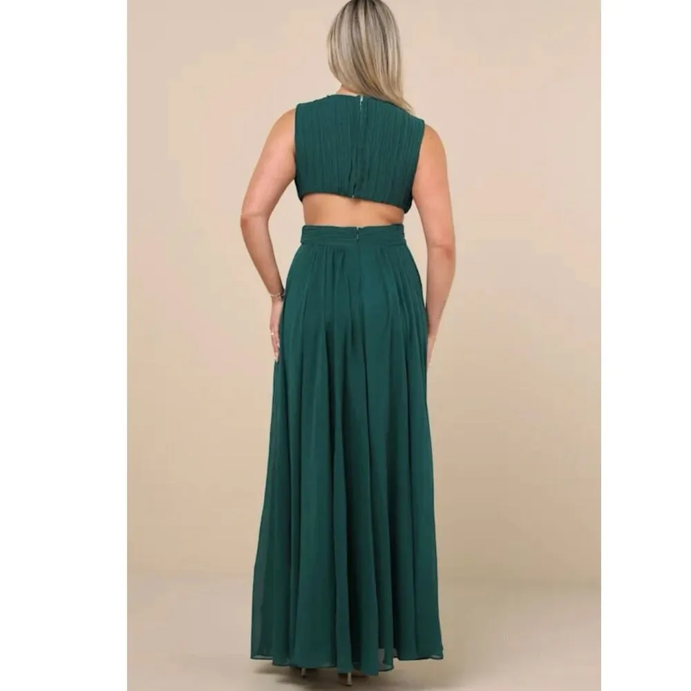 Lulus Vivid Imagination Emerald Green Cutout Maxi
Dress Size M - Image 5