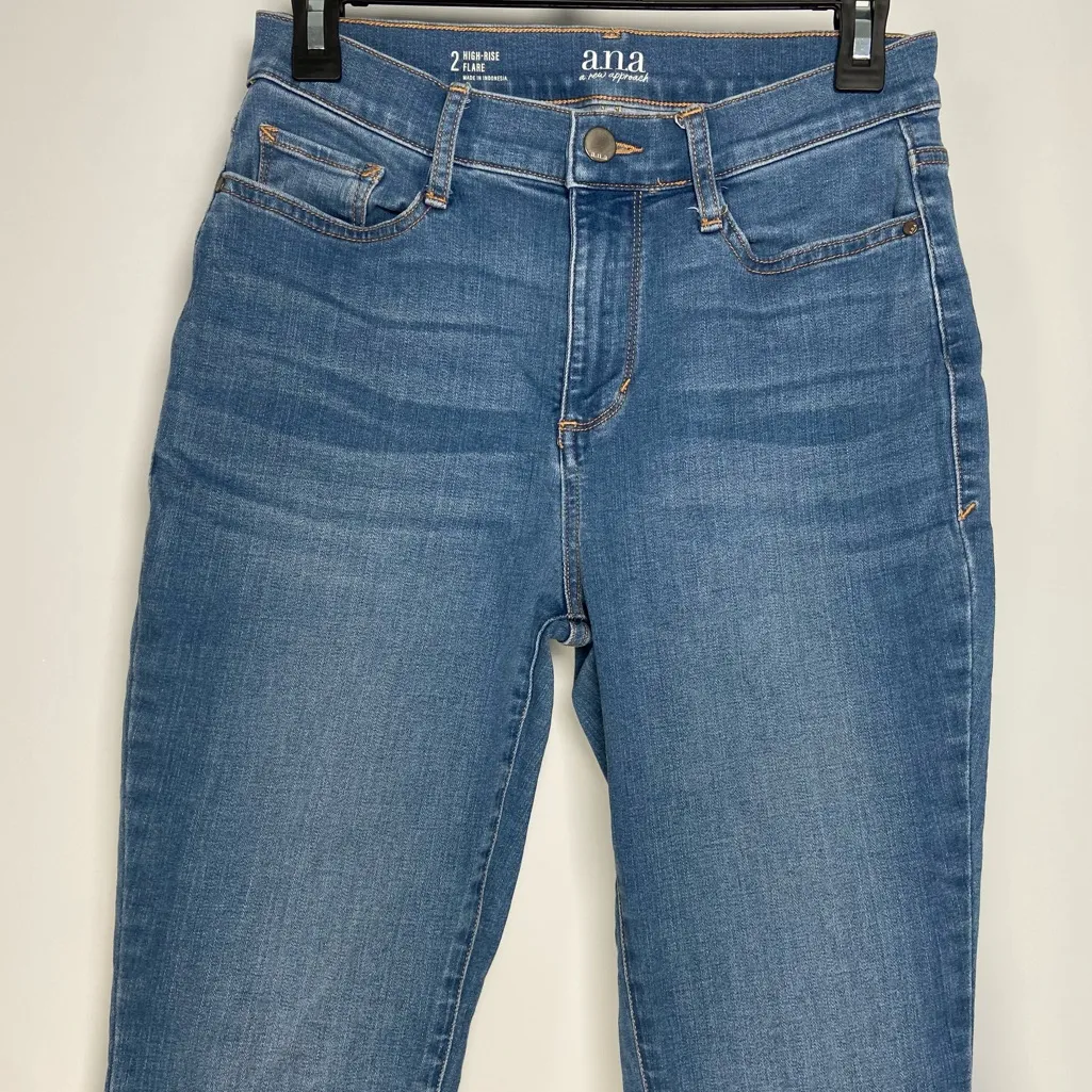 A.N.A Medium Wash Flare Jeans High Rise Hippie Retro Western Y2K Cowgirl Size 2 - Image 2