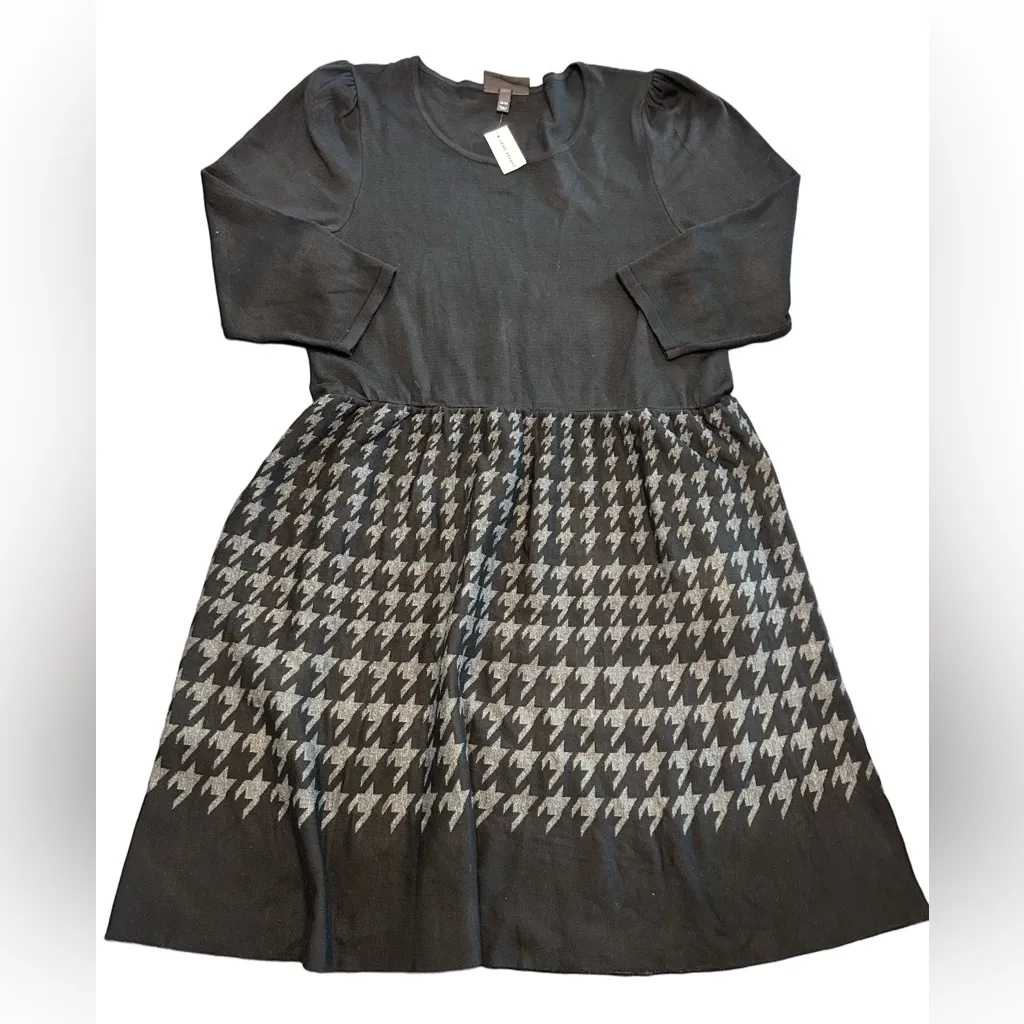 Lane Bryant 3/4 sleeve Belted Fit & Flare houndstooth Sweater Dress NWT 18/20 - Image 5
