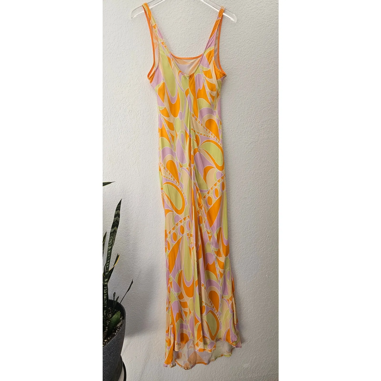 Delfi Collective Donna‎ Multicolor Psychedelic Slip Dress Maxi Size Large Orange - Image 11