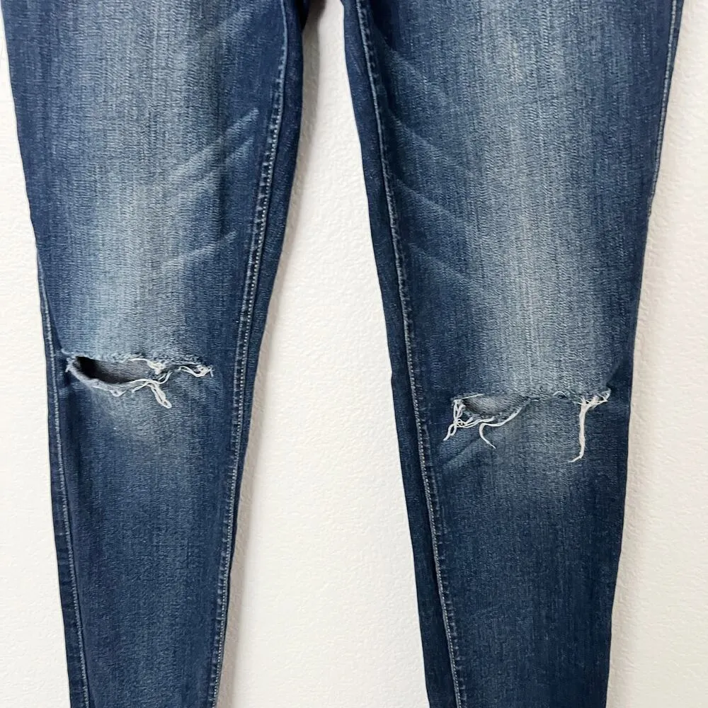 [7 For All Mankind] Gwenevere Dark Wash Mid Rise Ripped Knee Skinny Jeans Sz 29 - Image 3