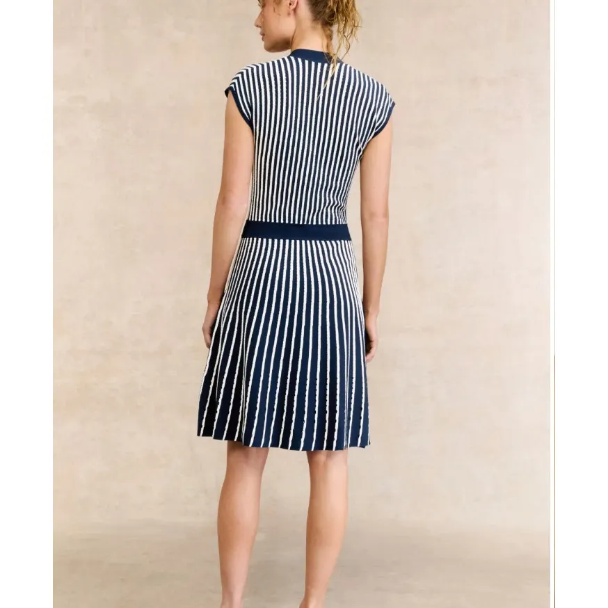 Christy Lynn Blue White Stripe Knit Dress LARGE Preppy Work Career Designer $475 - Image 3