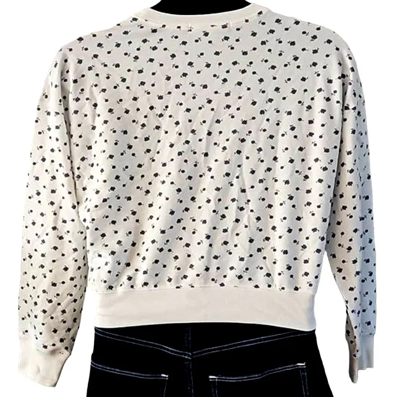ROW A Women’s Ivory Floral Print Pullover Sweatshirt – Size Medium Casual NWT Blue - Image 5