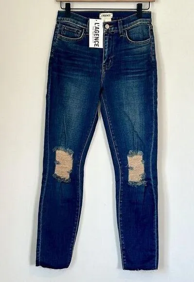 NWT L'AGENCE El Matador Distressed French Slim Cropped Jeans - Size 25 - Image 1