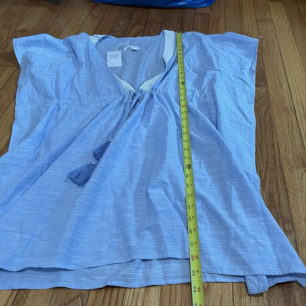 Talbots NWT Aqua Club Embellished‎ Caftan Cover-Up in Light Blue Size XS/S - Image 5
